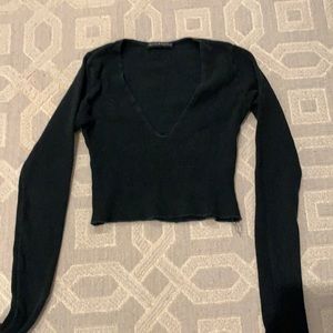 brandy melville cropped black long-sleeve top